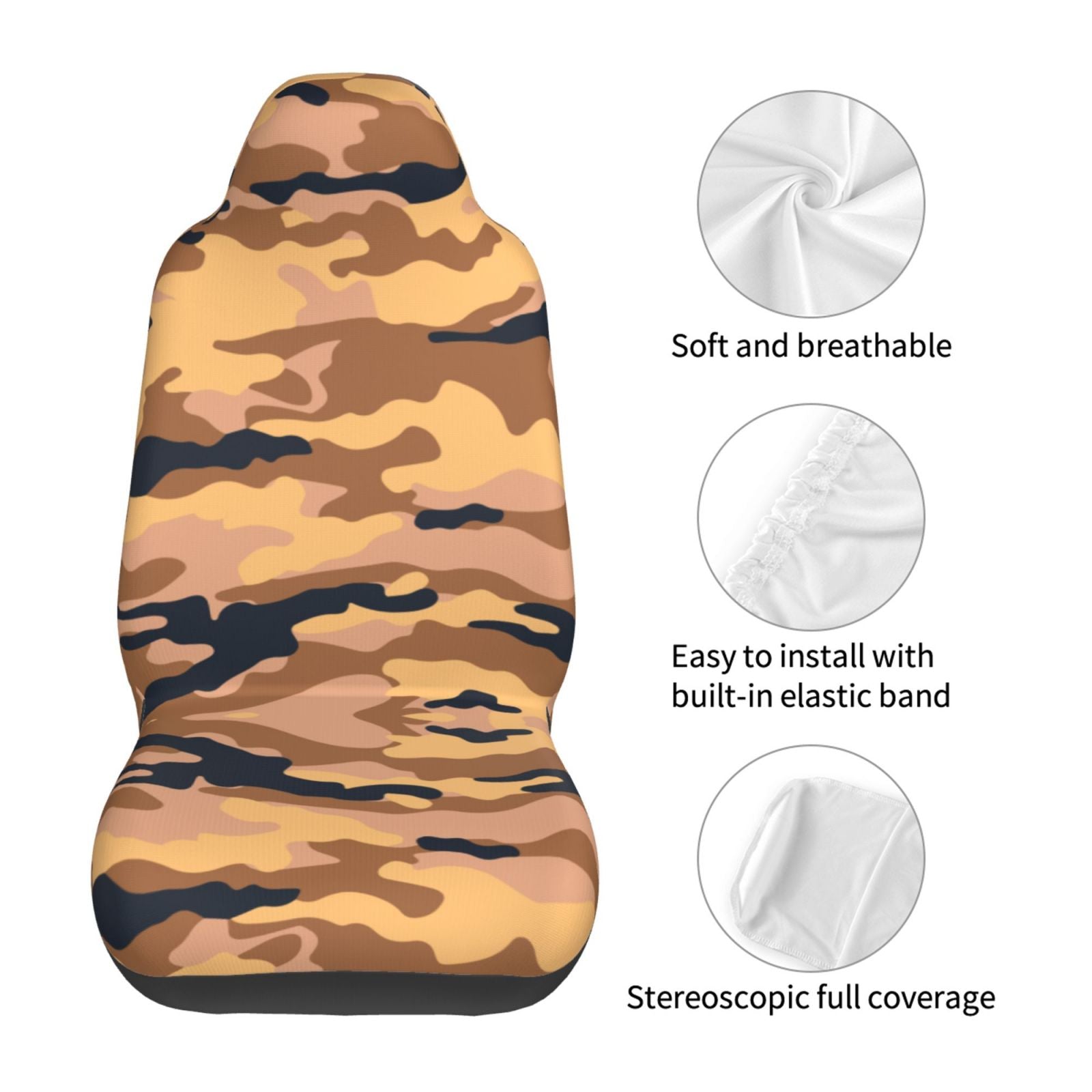 Camouflage Military Camo Art Car Front Seat Covers Protectors ， Abstract Texture Automotive Seat Covers for Cars Trucks Suv