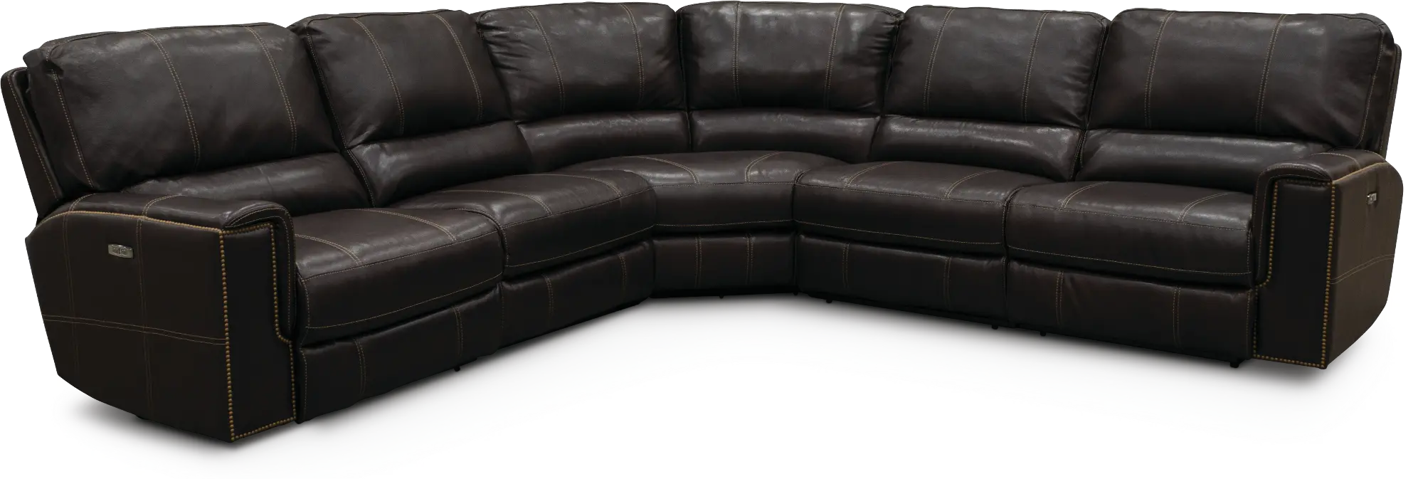 Slinger Dark Brown 5 Piece Power Reclining Sectional Sofa