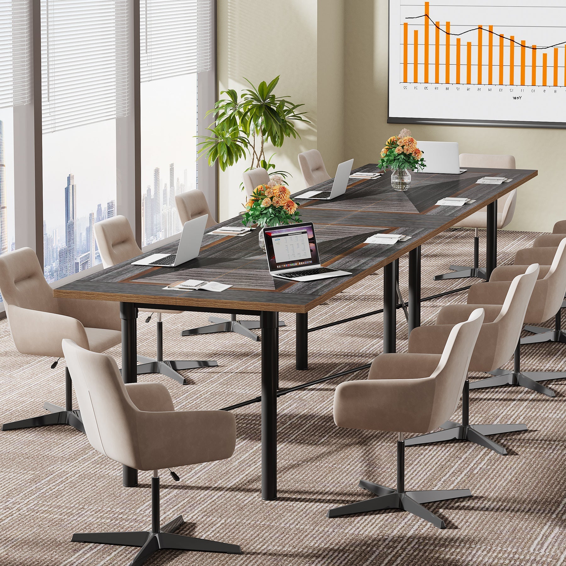 6FT Conference Table, Modern Meeting Table Training Boardroom Table