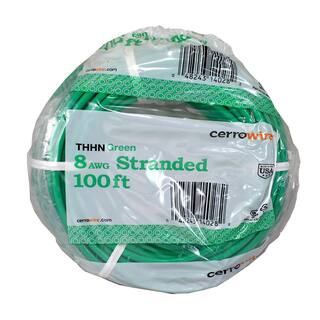 Cerrowire 100 ft. 8 Gauge Green Stranded Copper THHN Wire 112-4005CR