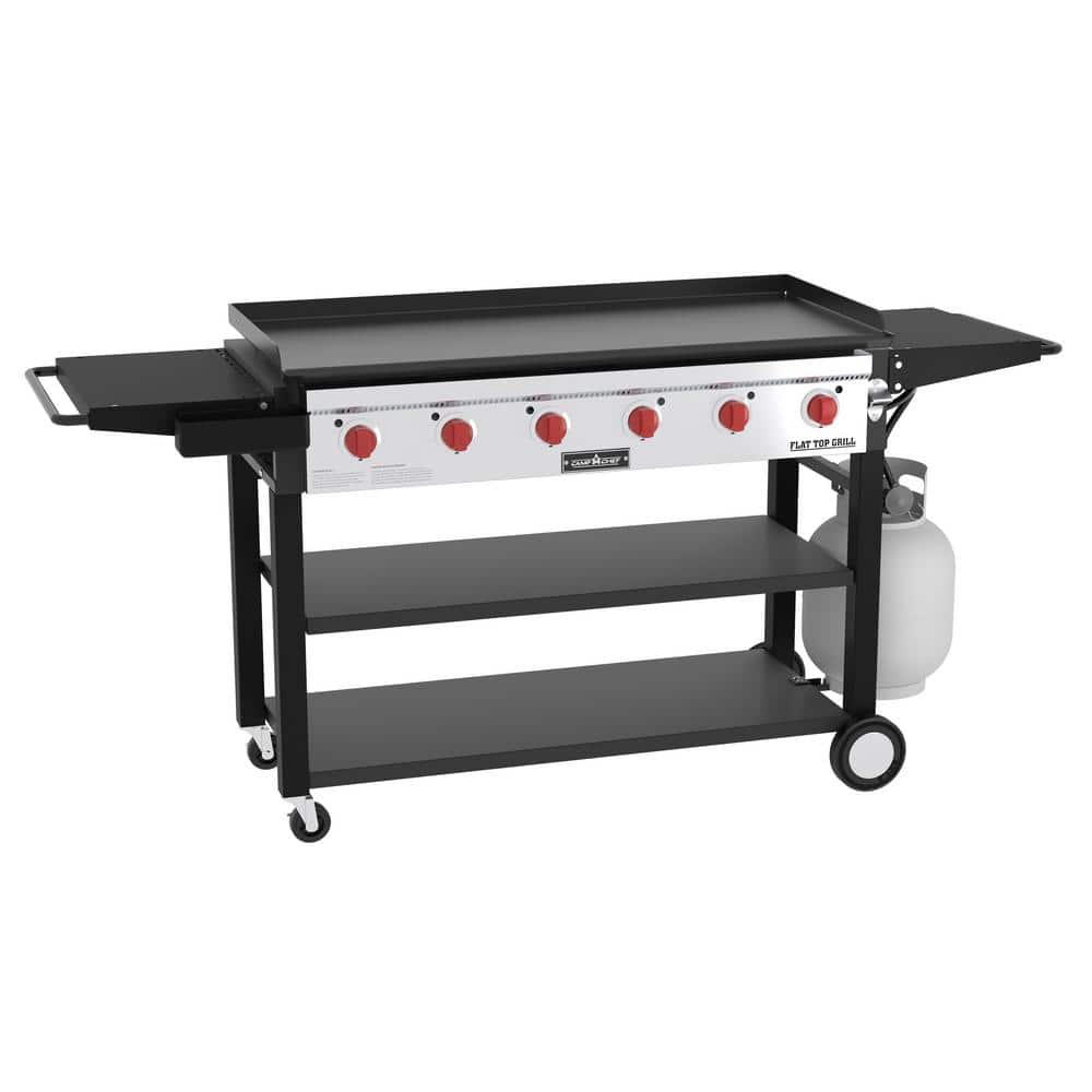 Camp Chef Flat Top Grill 900 6-Burner Propane Gas Grill in Black with Griddle FTG900