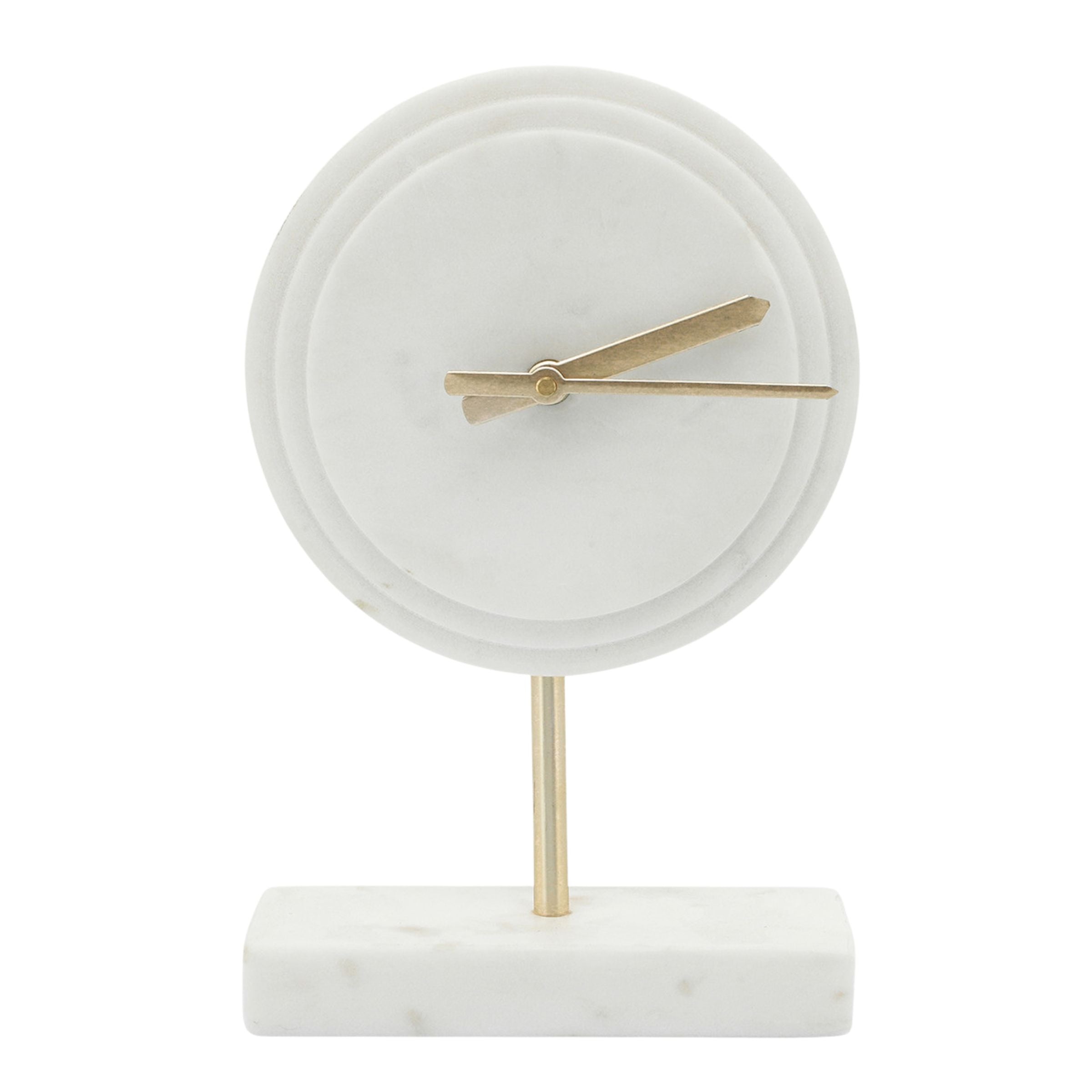 White Marble Round Table Clock 15872