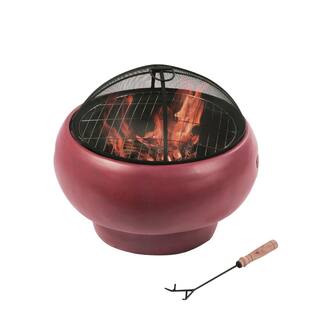 Teamson Home 22 in. W Maroon Outdoor Concrete Wood Burning Fire Pit HR17501AC