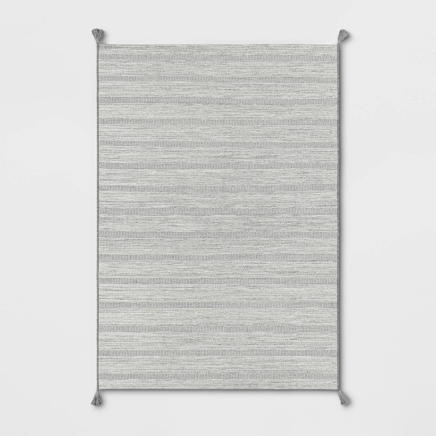 5 x27 X 7 x27 Striped Tapestry Outdoor Rug Charcoal Gray