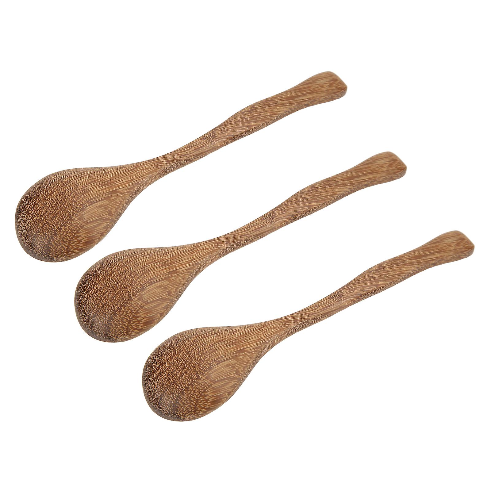 3pcs Wooden Spoons Smoothing Heat Resistant Light Weight Wood Spoons For Log Style Decoration Daily Use