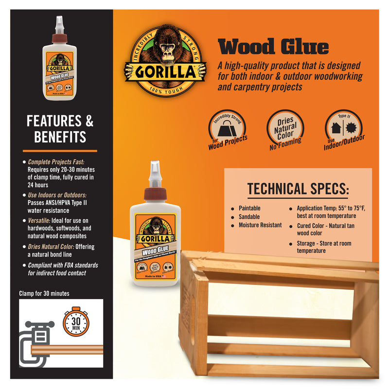 GORILLA WOOD GLUE 4OZ