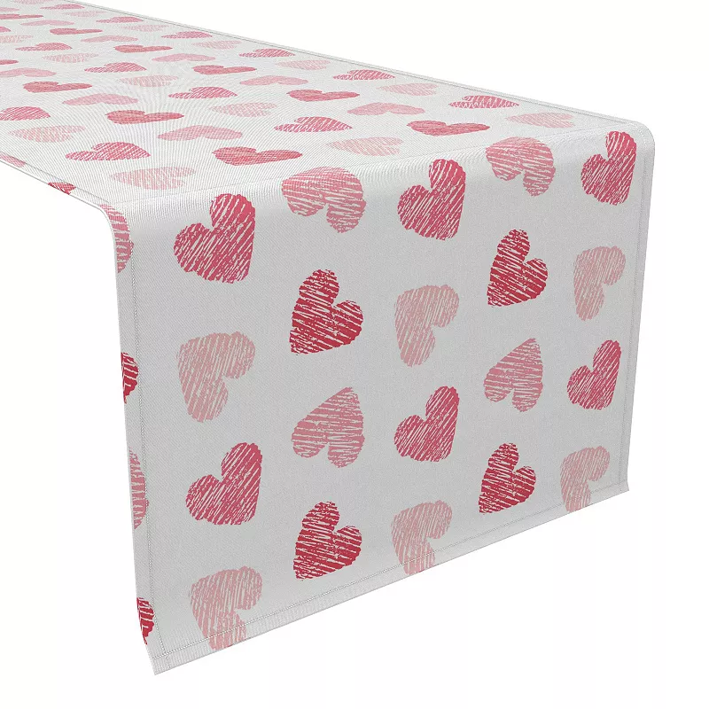 Table Runner， 100% Cotton， 16x90， Valentine's Shaded Hearts