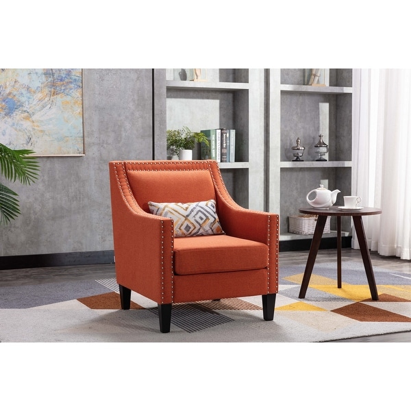 Accent Armchair Living Room Chair with Nailheads and Solid Wood Legs