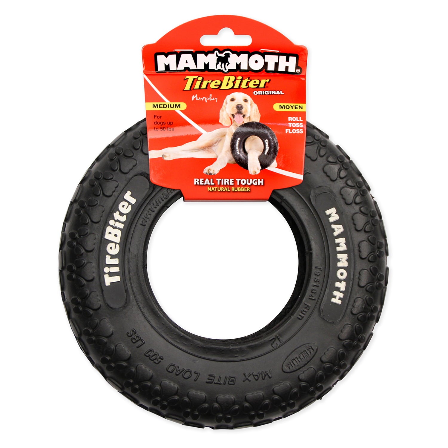 Mammoth TireBiter Rubber Tire Dog Toy， Medium， 8