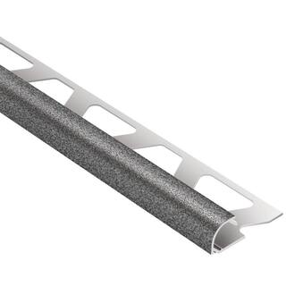 Schluter Systems Rondec Pewter Textured Color-Coated Aluminum 12 in. x 8 ft. 2-12 in. Metal Bullnose Tile Edging Trim RO125TSG