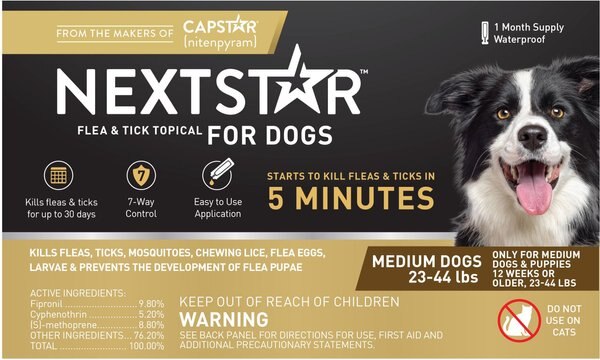 NextStar Flea and Tick Spot Treatment for Medium Dogs， 23-44 lbs