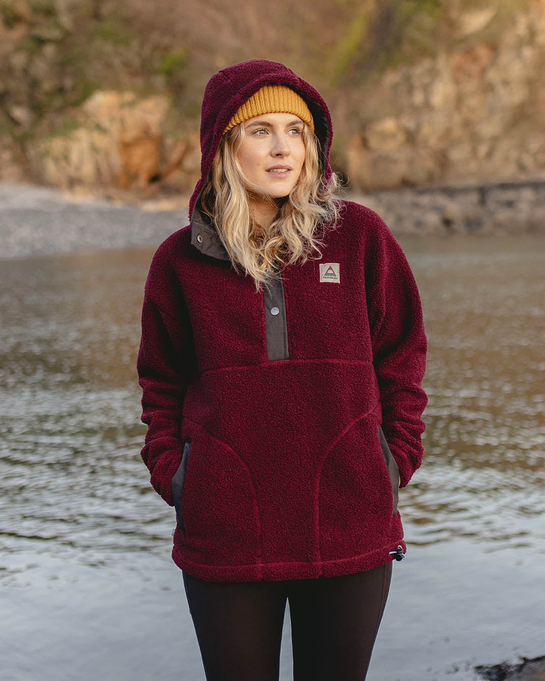 Calla Hooded Recycled Polar-Lined Fleece - Windsor Wine