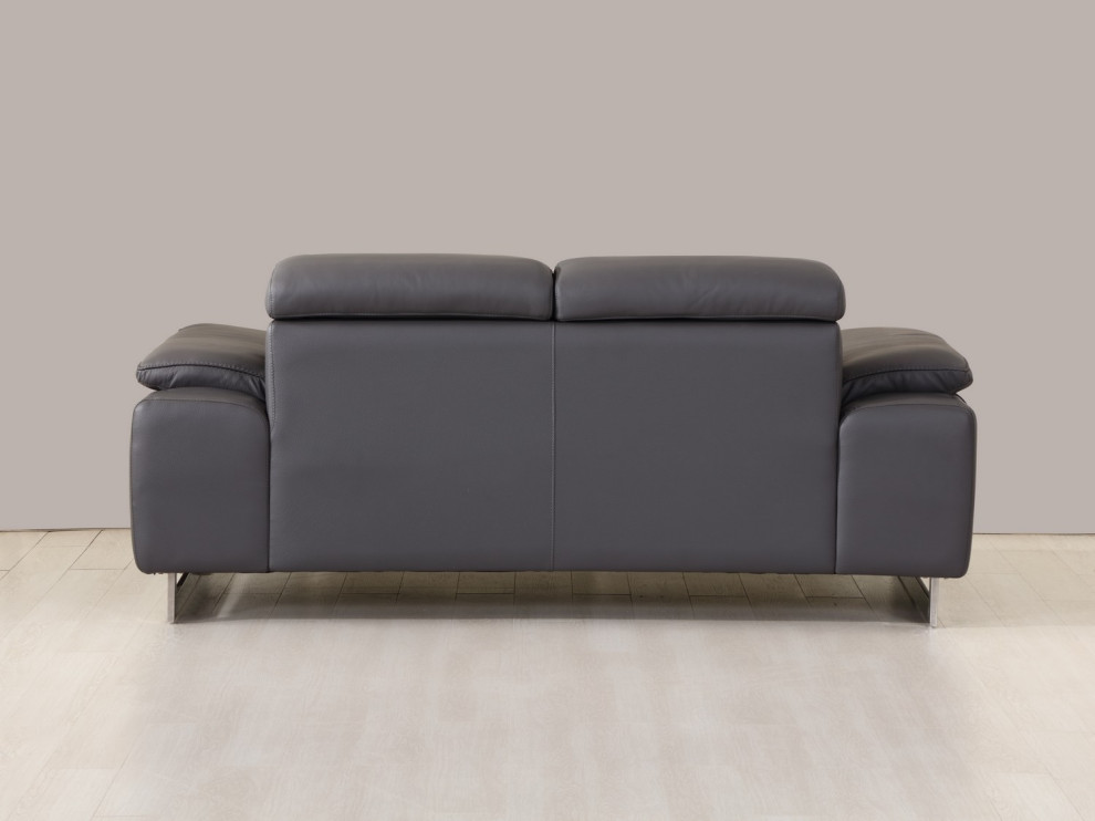 31 quotTasteful Dark Grey Leather Loveseat   Contemporary   Loveseats   by HomeRoots  Houzz