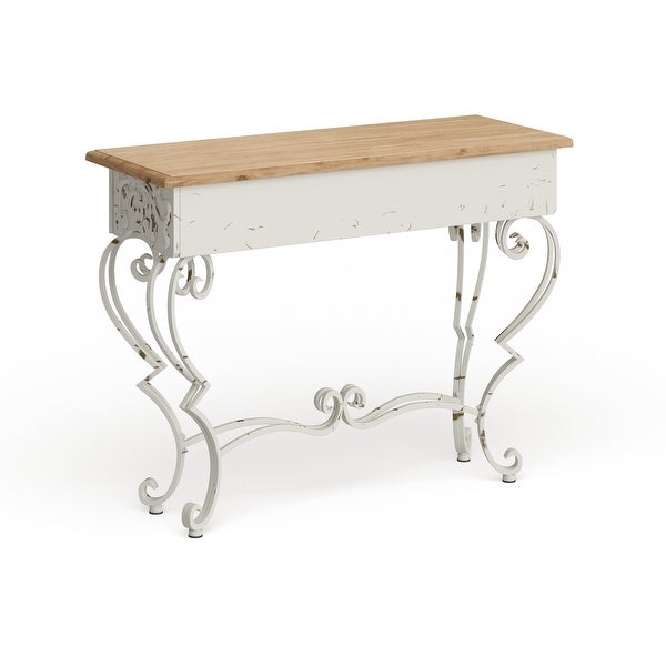 White Iron Farmhouse Console Table 32 x 42 x 16