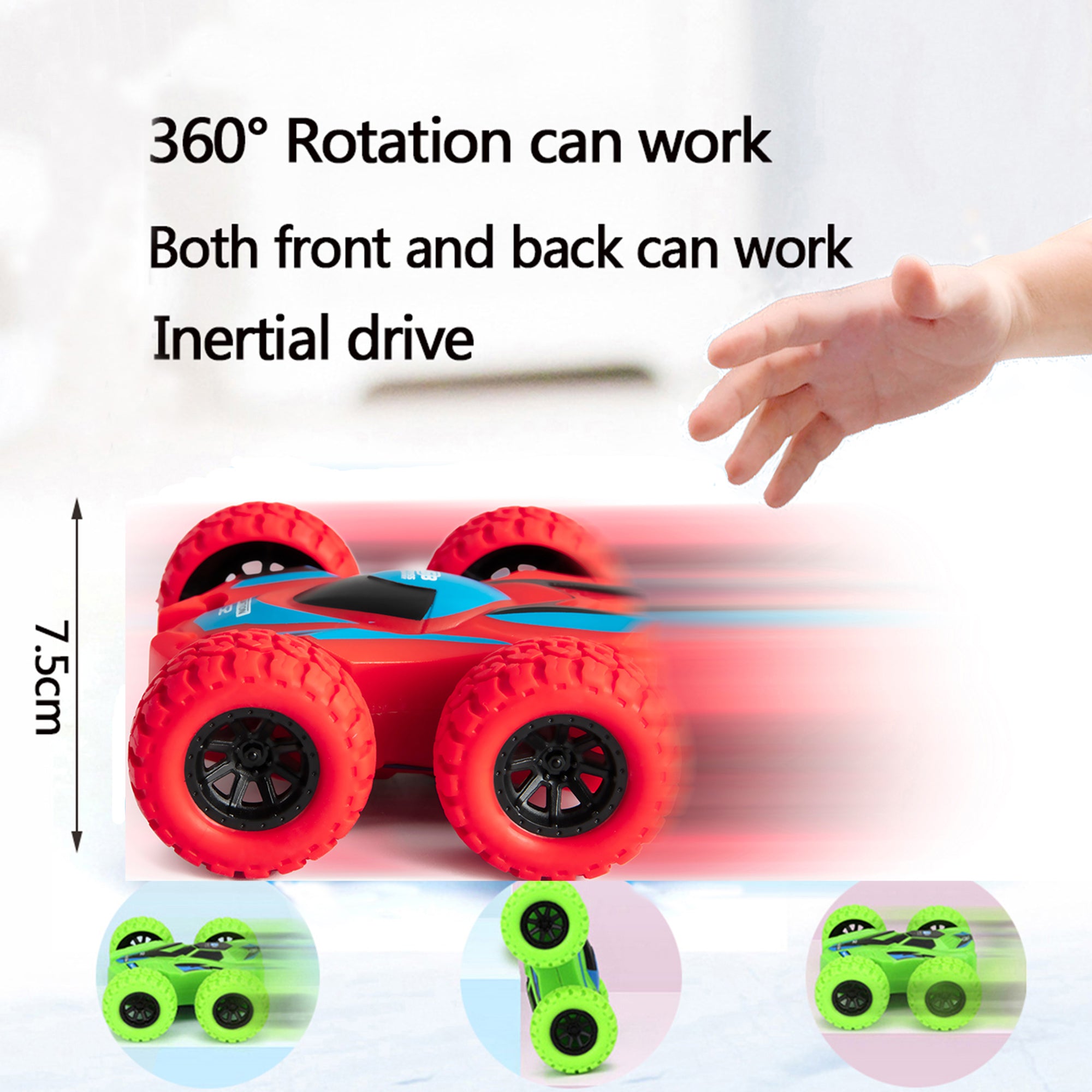 Friction Powered Car Toys， 1/2/4 Pcs Double-sided Stunt Flip Inertia Car 4 Wheels Drive Push and Go Stunt Car Powered Pull Back Toys Push and Go Toy Cars for Kids Toddlers