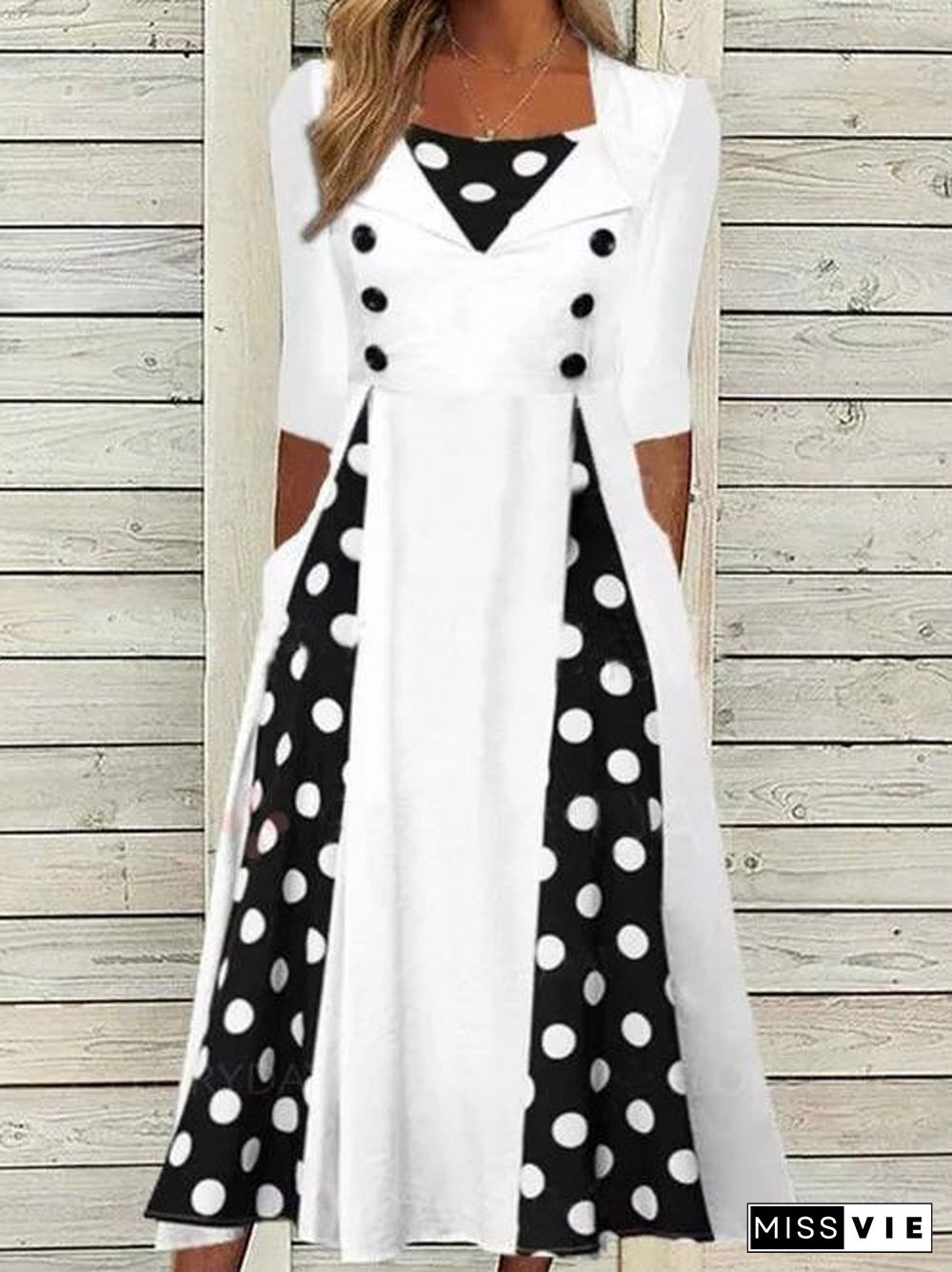 Women'S Dresses Polka Dot Pocket Short Sleeve Dress