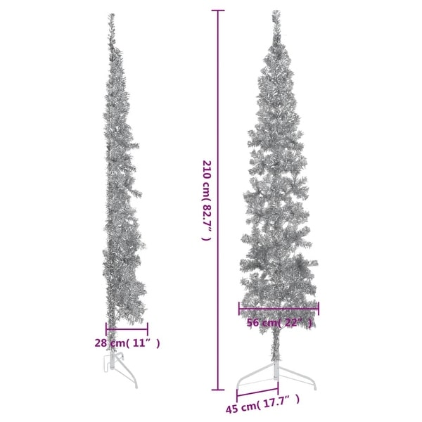 vidaXL Christmas Tree Decoration Slim Artificial Half Xmas Tree with Stand