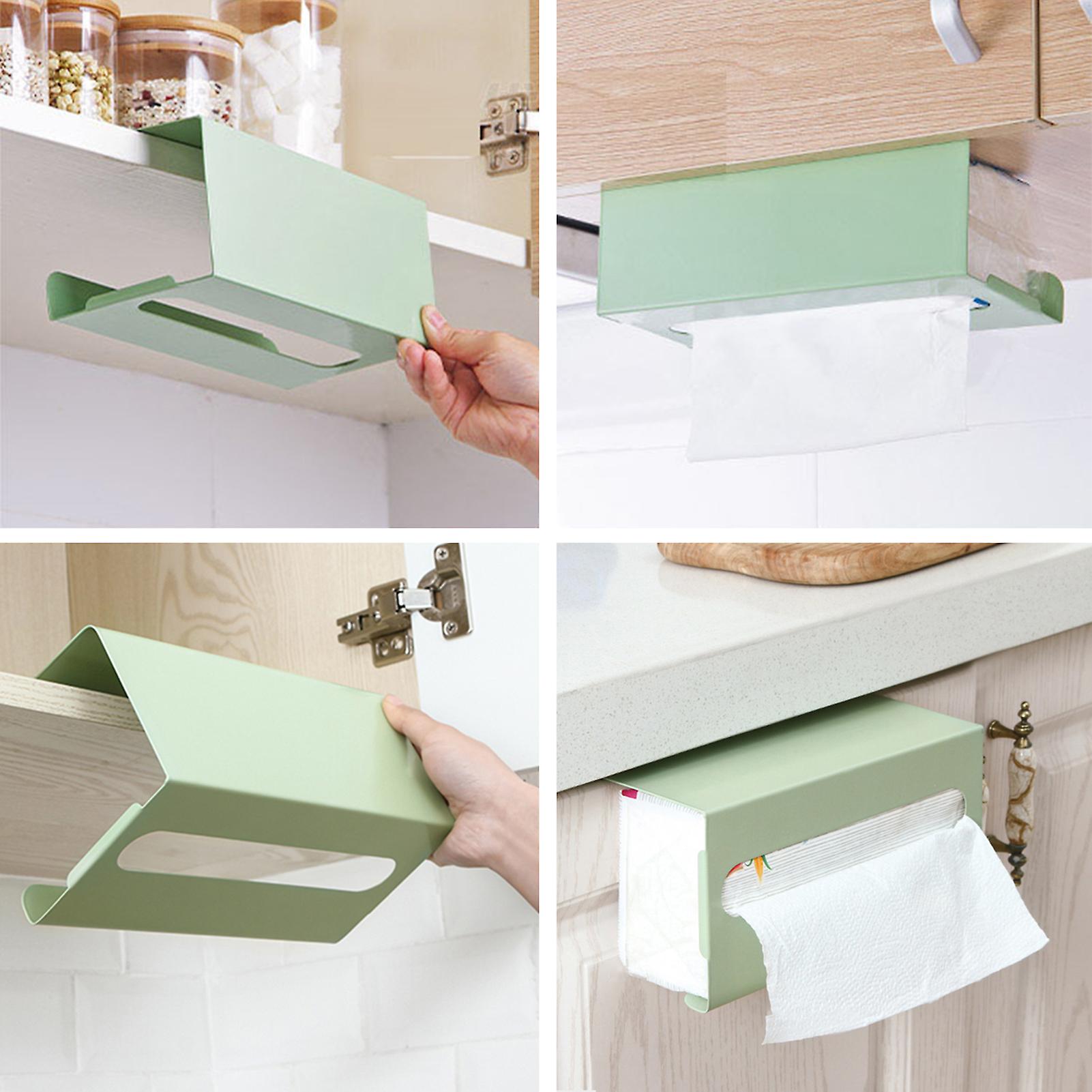Black Under Cabinet Tissue Box Storage Rack Tissue Holder Paper Towel Holder Paper Towel Rack Kitchen Towel Hanging Case
