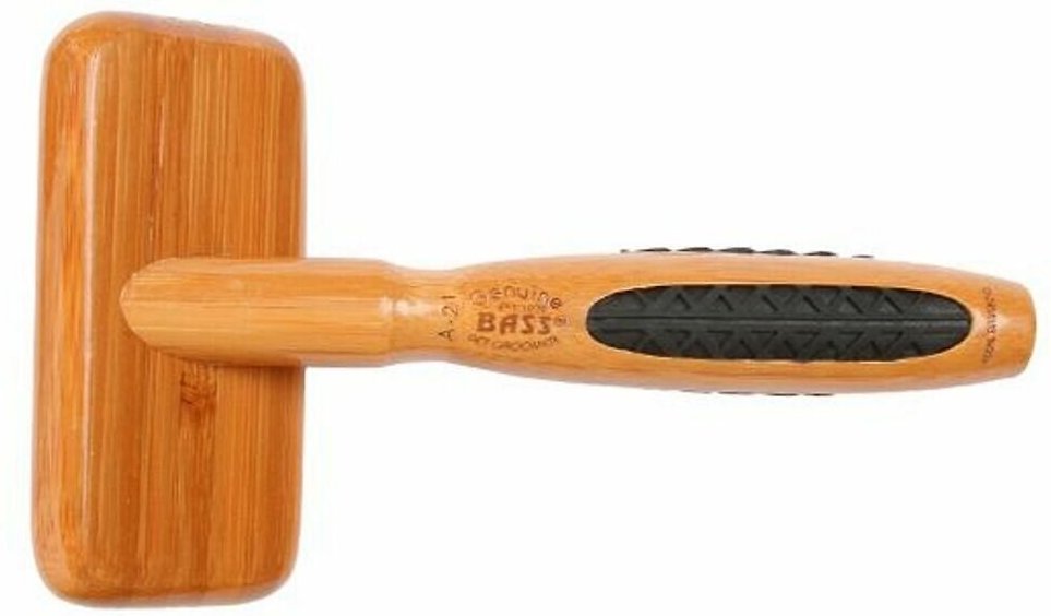 Bass Brushes De-matting Slicker Style Dog and Cat Brush， Bamboo-Dark Finish