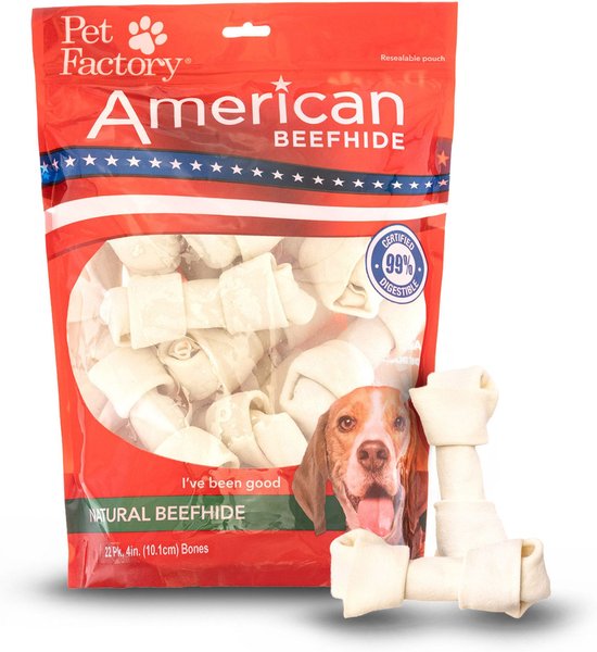 Pet Factory Beefhide 4 to 5-inch Natural Flavored Dog Bones， 22 count