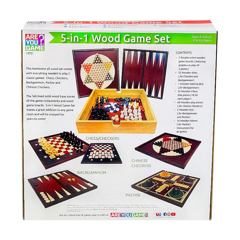 5-in-1 Wood Game Set