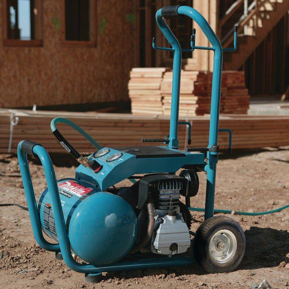 Makita 5.2 Gal. 3.0 HP Electric Single Tank Air Compressor with Bonus 15 Degree 1-34 in. Pneumatic Coil Roofing Nailer MAC5200-AN454