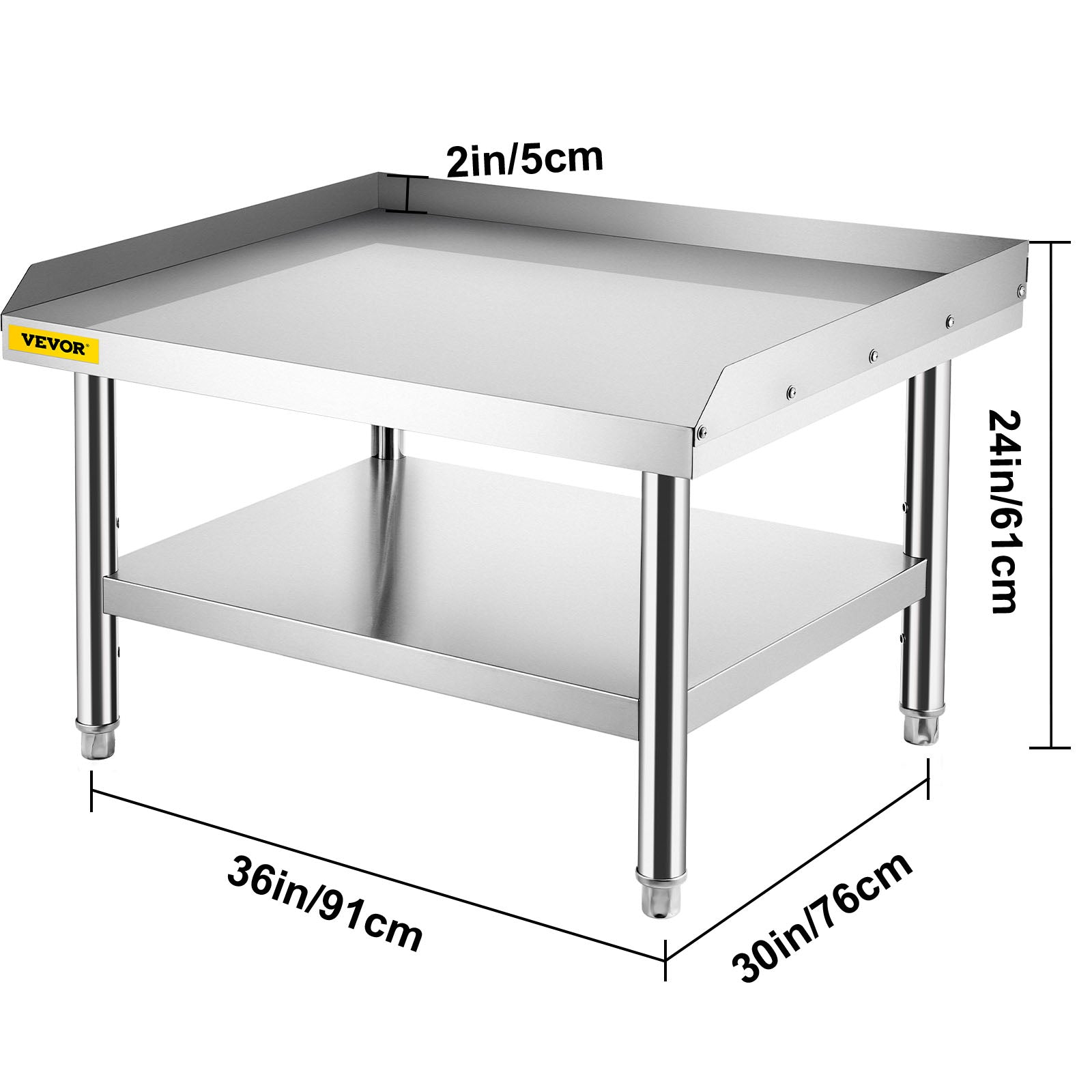 VEVOR Stainless Steel Table， 36 x 30 Inch， Heavy Duty Prep and Work Metal Workbench with Adjustable Storage Under Shelf and Table Feet， Commercial Equipment Stand for Hotel， Restaurant and Home Kitchen