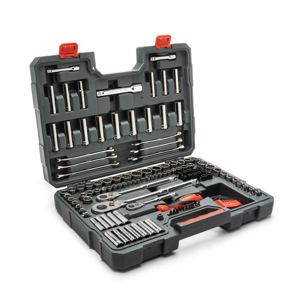 142 Pc 1/4， 3/8 and 1/2 Drive 6 and 12 Point Standard and Deep SAE/Metric Mechanics Tool Set