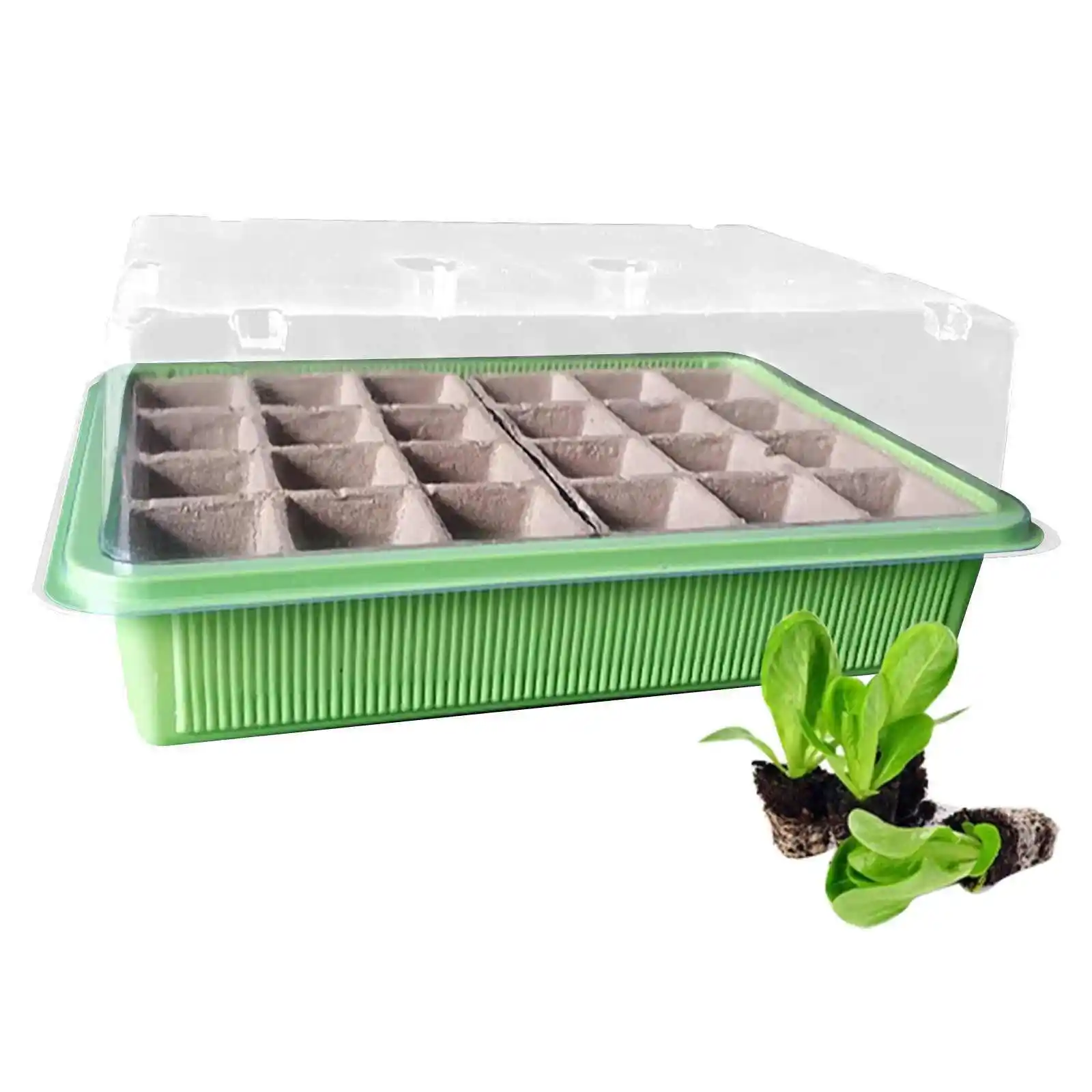 24 Holes Seed Starter Trays Nursery Pots Seedling Tray Plastic Nursery Pots Planting Seed Tray Base Garden Grow Box Supplies