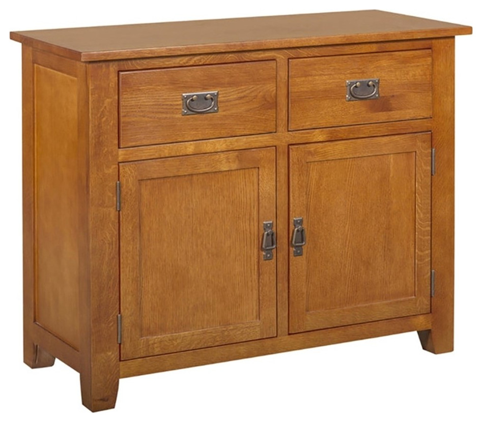 Crafters and Weavers Arts and Crafts 2 Drawer Solid Wood Cabinet in Cherry   Craftsman   Accent Chests And Cabinets   by Homesquare  Houzz