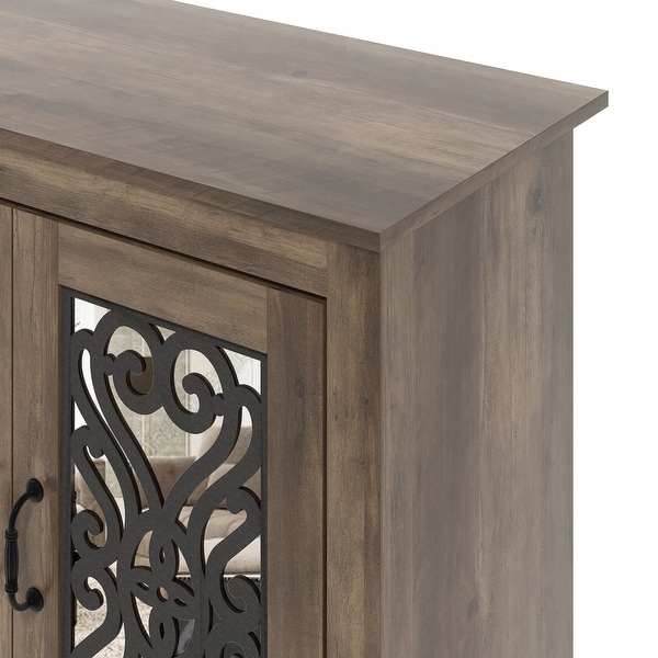 Calidia 30.2 in. H X 30.9 in. W Knott Oak with Grey Stone 2 Door Shoe Cabinet - - 37581160