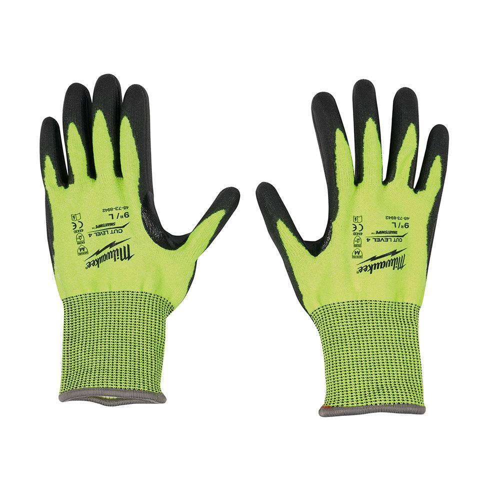 MW X-Large High Visibility Level 4 Cut Resistant Polyurethane Dipped Work Gloves (12-Pack) 48-73-8943B