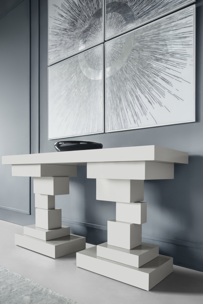 Arion Console Table Grey Lacquer   Transitional   Console Tables   by Peachtree Fine Furniture  Houzz