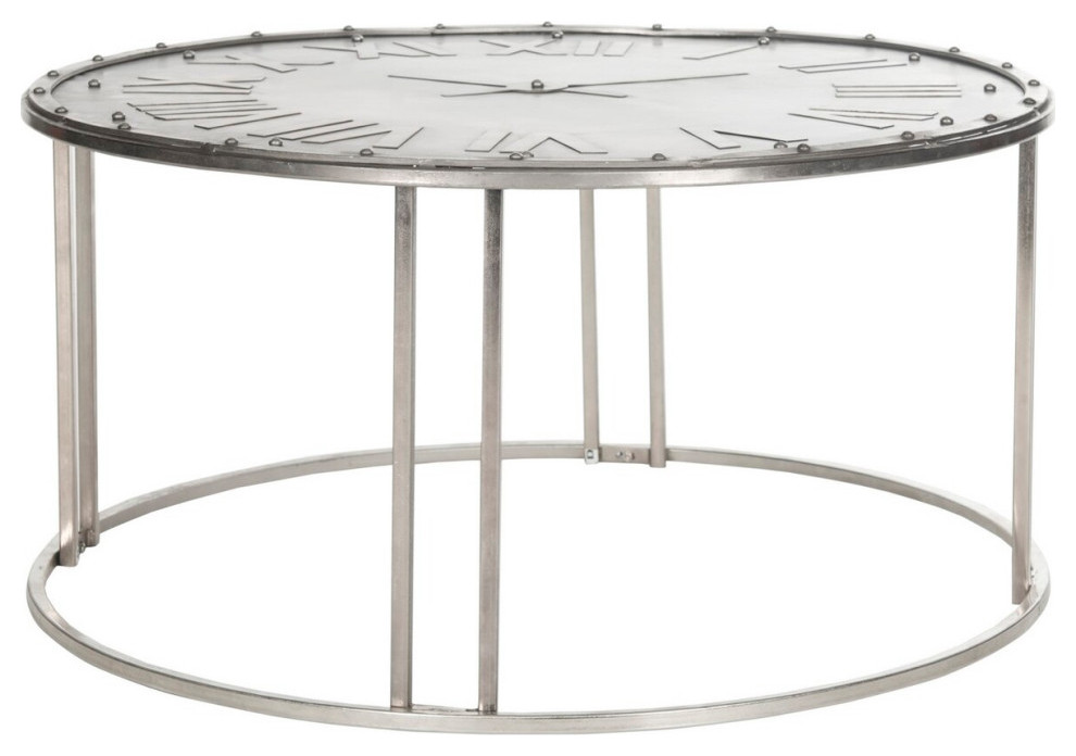 Mason Clock Cocktail Table Dark Antique Silver   Modern   Coffee Tables   by Virgil Stanis Design  Houzz