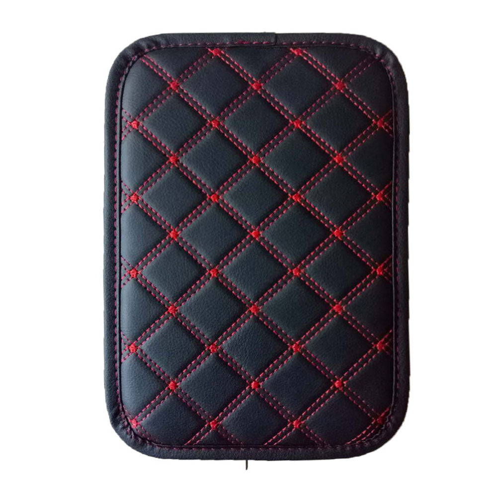 Riloer Auto Center Console Pad， PU Leather Car Center Console Box Cushion， Non Slip Soft Armrest Seat Box Cover， Waterproof Vehicle Armrest Protector， Car Accessories for SUV， Truck， Car (Black/Red)