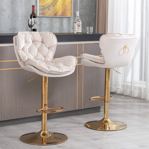 Velvet Counter Height Swivel Adjustable Bar Stools Set of 2