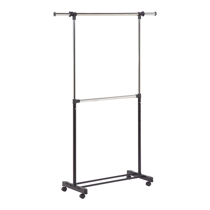 Honey-Can-Do Adjustable Rolling Metal Double Clothes Rack