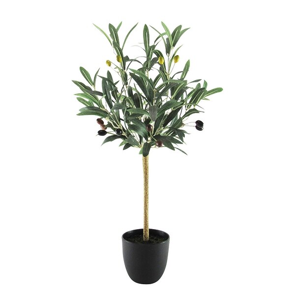 24in Petite Artificial Olive Tree in Black Pot