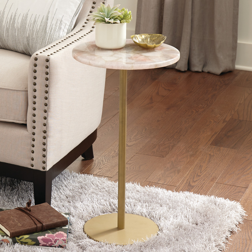 Rosie Agate Top Round Chairside Table   Contemporary   Side Tables And End Tables   by Steve Silver  Houzz