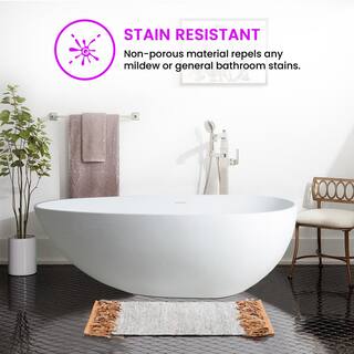 Vanity Art Assignan 67 in. Solid Surface Resin Stone Matte Flatbottom Freestanding Bathtub in White VA6913-ML