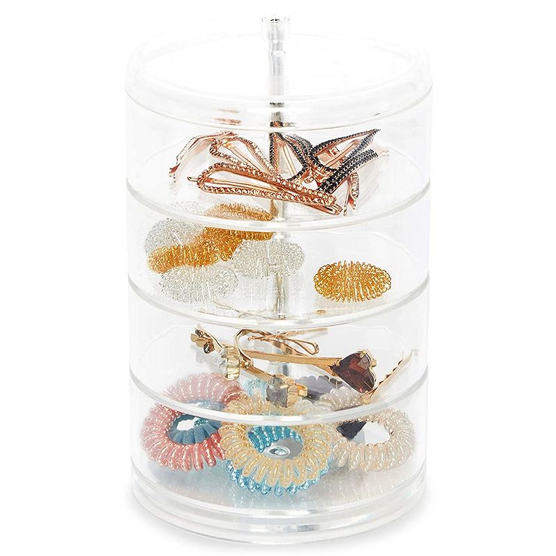 Plastic Jewelry Organizer， Hair Tie Container for Bathroom (4.5 x 6.9 In)