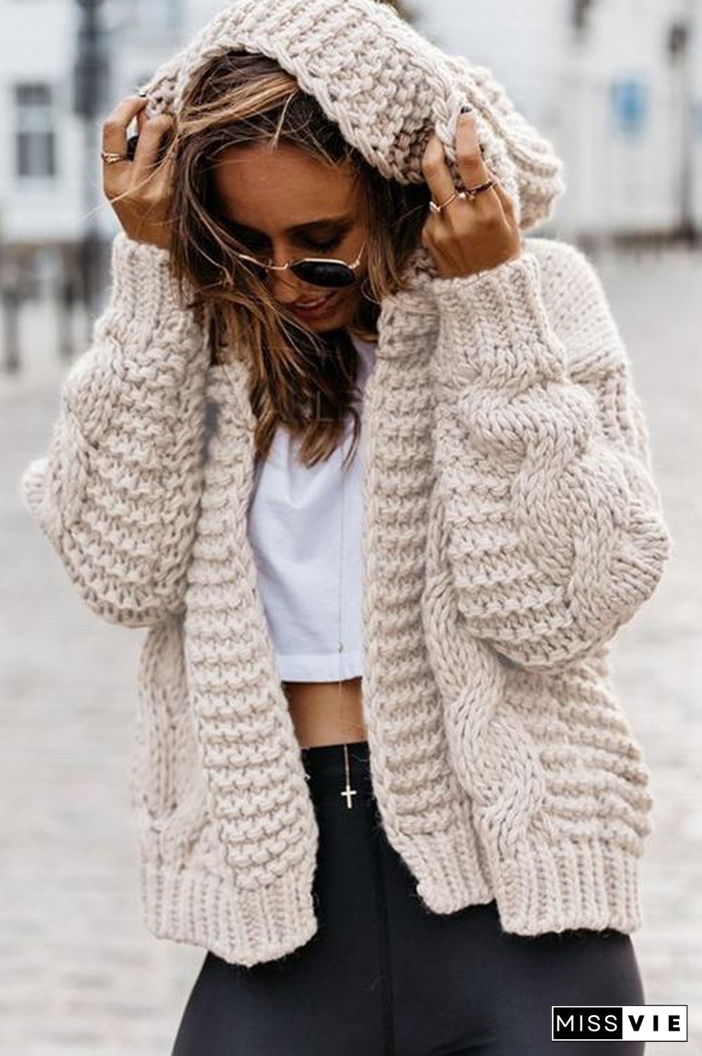 Knit Loose Hoodie Cardigan