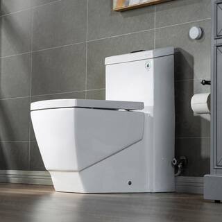 WOODBRIDGE TAOZI 1-piece 1.1 GPF1.6 GPF High Efficiency Dual Flush Square Elongated Toilet in White with Soft Closed Seat Included HB0920-A