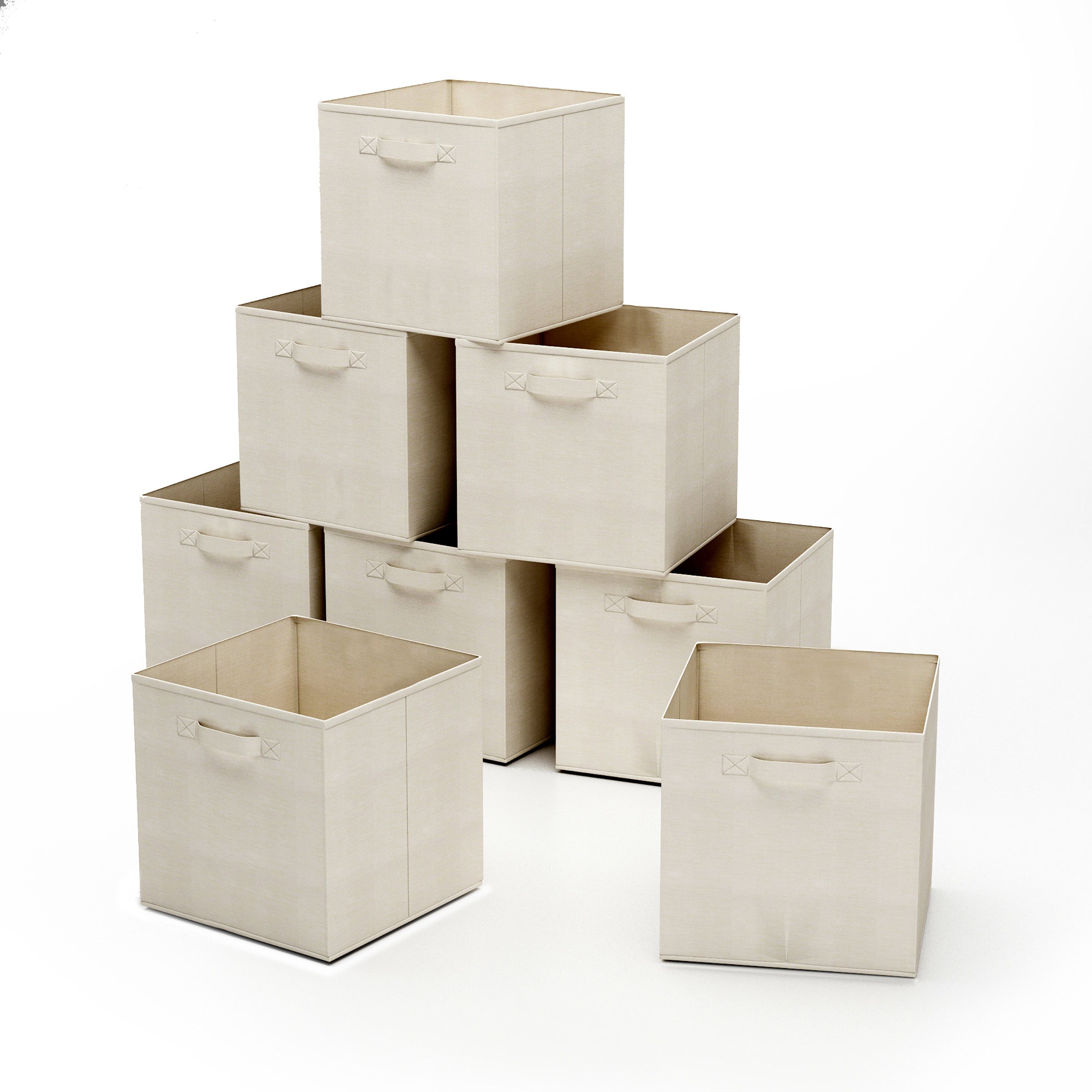 Home-Complete 8-Piece Storage Bins Set for Home and Office (Beige)