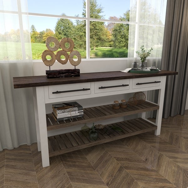 White Fir Farmhouse Console Table 32 x 71 x 16