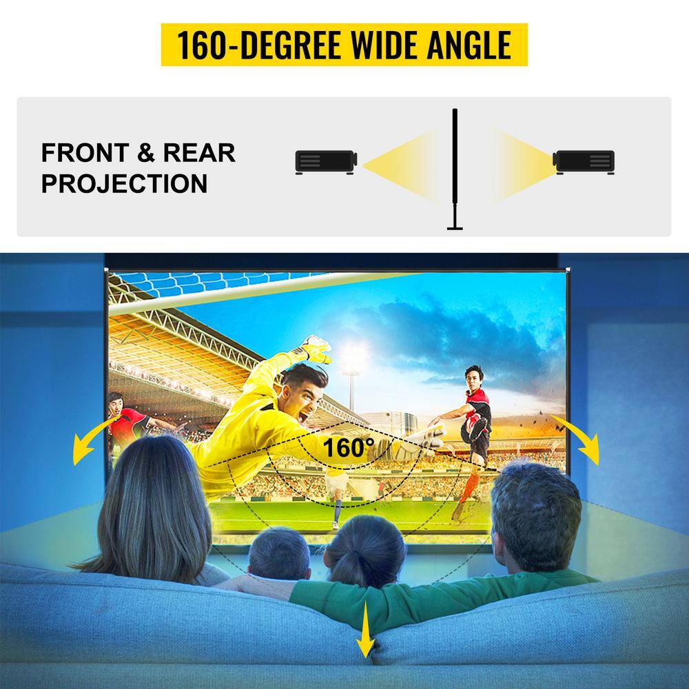 VEVOR 100 in. Projector Screen with Stand Portable Movie Screen 16:9 4K HD Wide Angle Projector Screen Stand for Outdoor Use DSTPMYC100IMU5ZF4V0