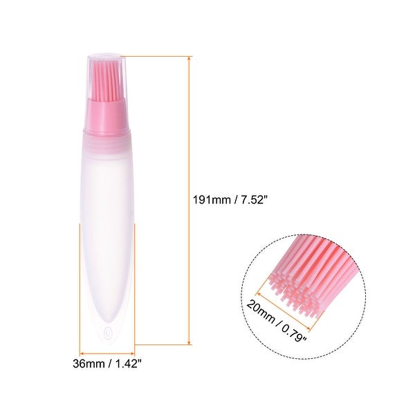 2pcs Silicone Oil Bottle Brush Tip Tail with Cap for BBQ Cooking Baking， Pink