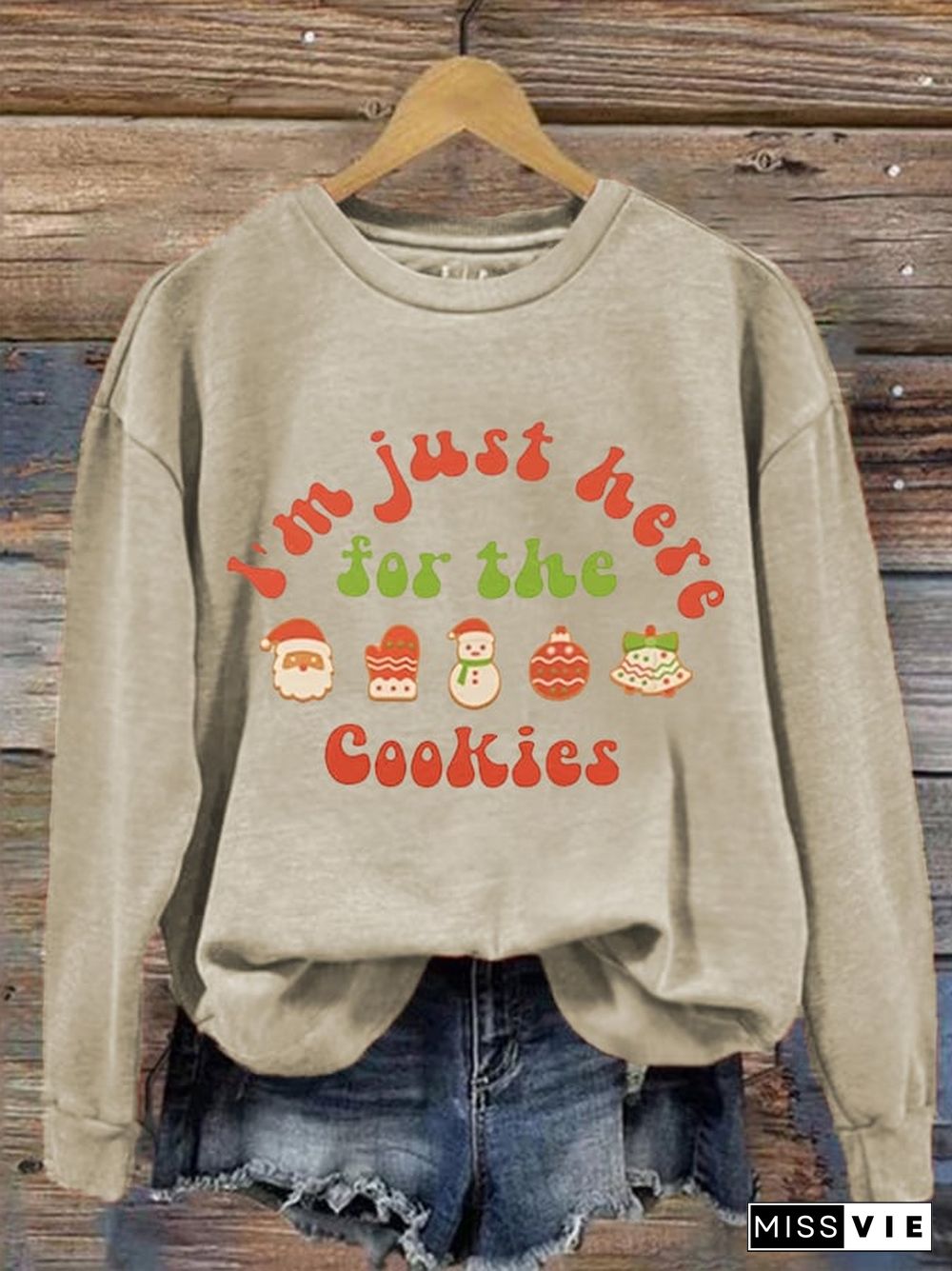 Women's I‘m Just Here For The Cookies Christmas Gifts For Family Casual Sweatshirt