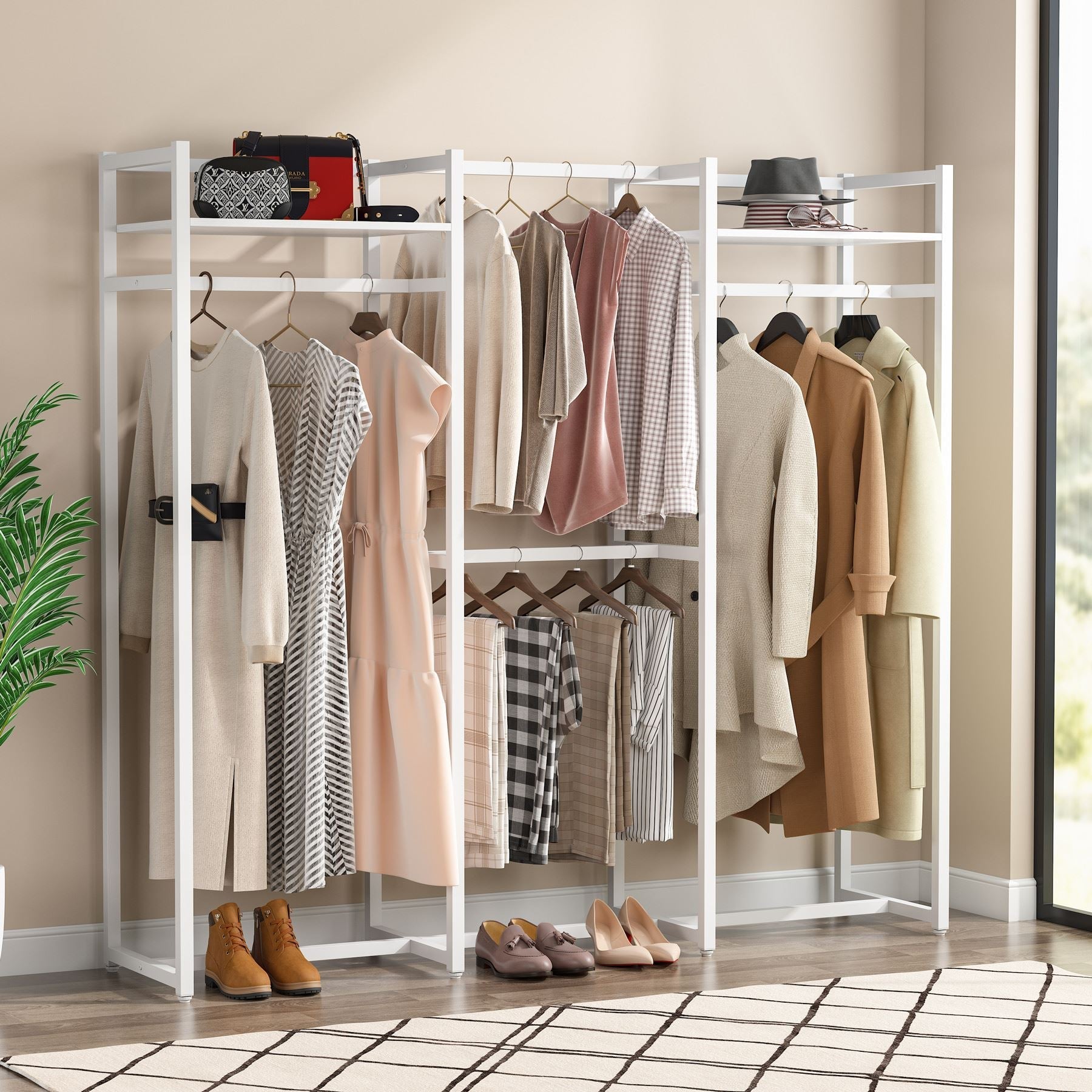 Freestanding Closet Organizer, Large Garment Clothes Rack