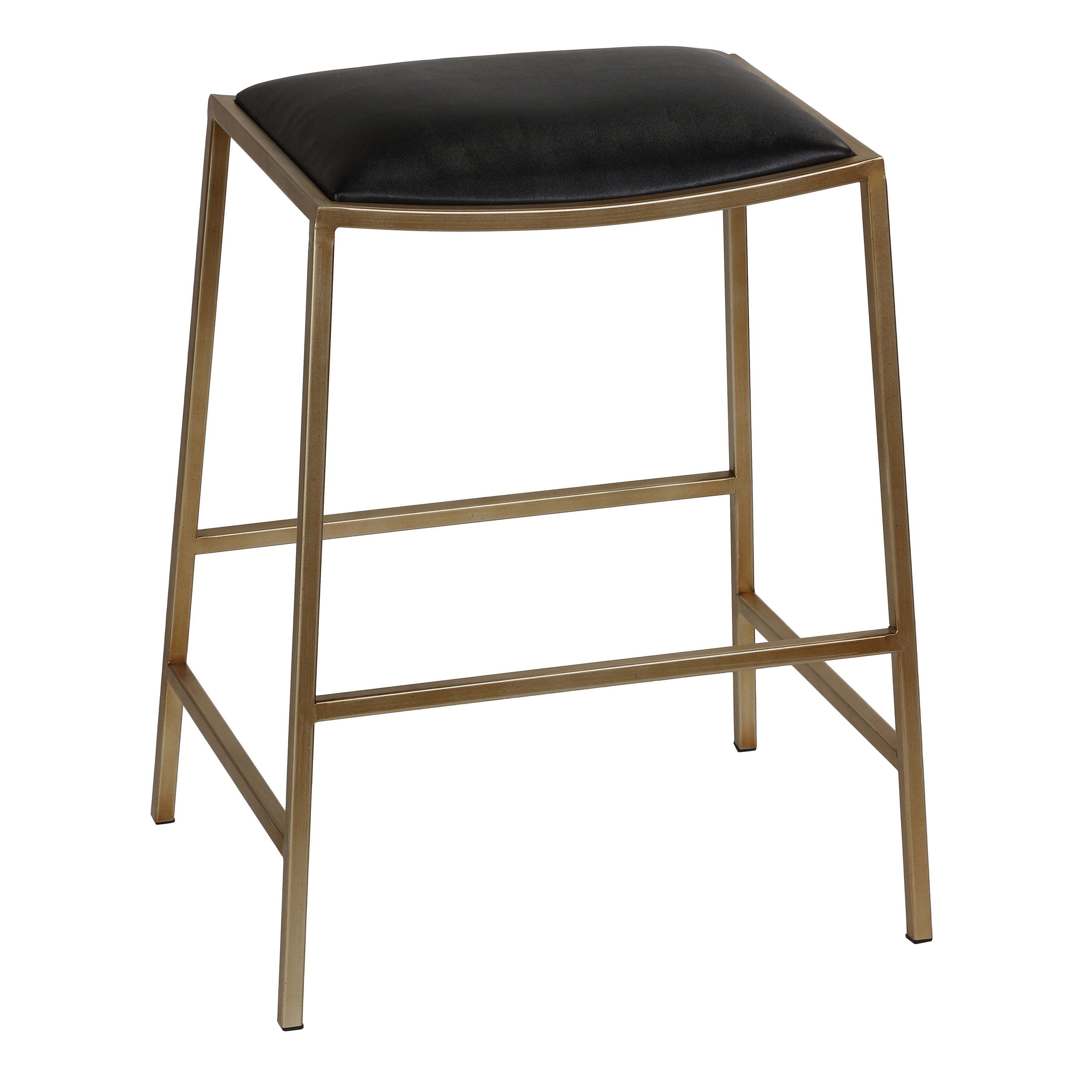 Hardi Counterstool Gold Metal Frame with Wide Black Seat， 25.5